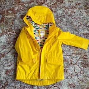 Cat & Jack Bright Yellow Kids Raincoat with Fun Dinosaur Lining